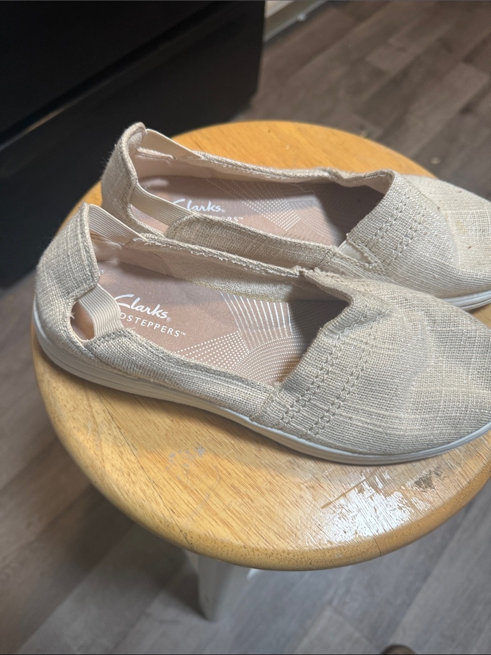 Clarks Lightweight Knit Slip-On Loafers in Beige